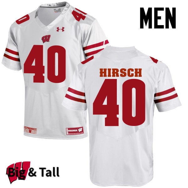 Wisconsin Badgers Men's #40 Elroy Hirsch NCAA Under Armour Authentic White Big & Tall College Stitched Football Jersey KV40D30UJ
